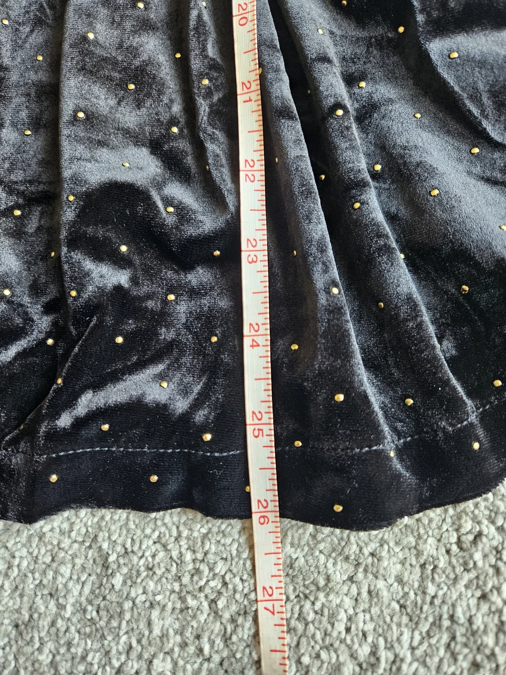 Crewcuts Girls Velvet Tiered Dress With Gold Studs, 7, Black/ Gold